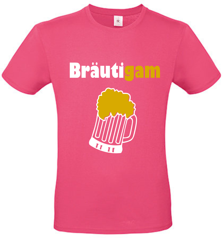 Bräutigam T-Shirt Polterabend Bier pink